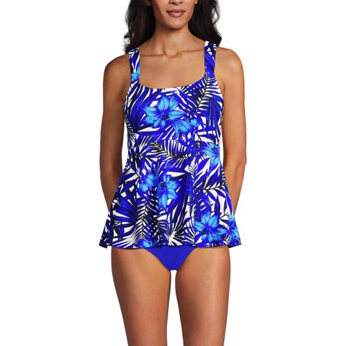 Lands' End Ausgestelltes Tankinitop Mit U-ausschnitt, Damen, Größe:32-34 Regular, Blau, Elasthan/polyester-mischung/nylon-mischung, By Lands' End 