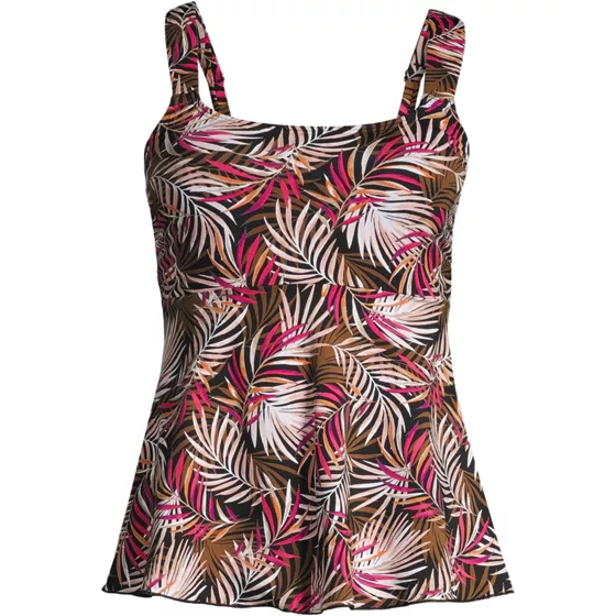 Women's Long Flutter Scoop Neck Tankini Top - primary