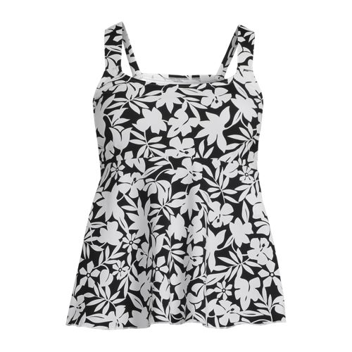 Black Patterned Loose Bandeau Tankini Top X26003