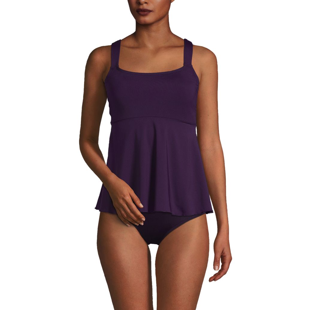 Women's Adjustable Scoop Neck Flutter Tankini Top