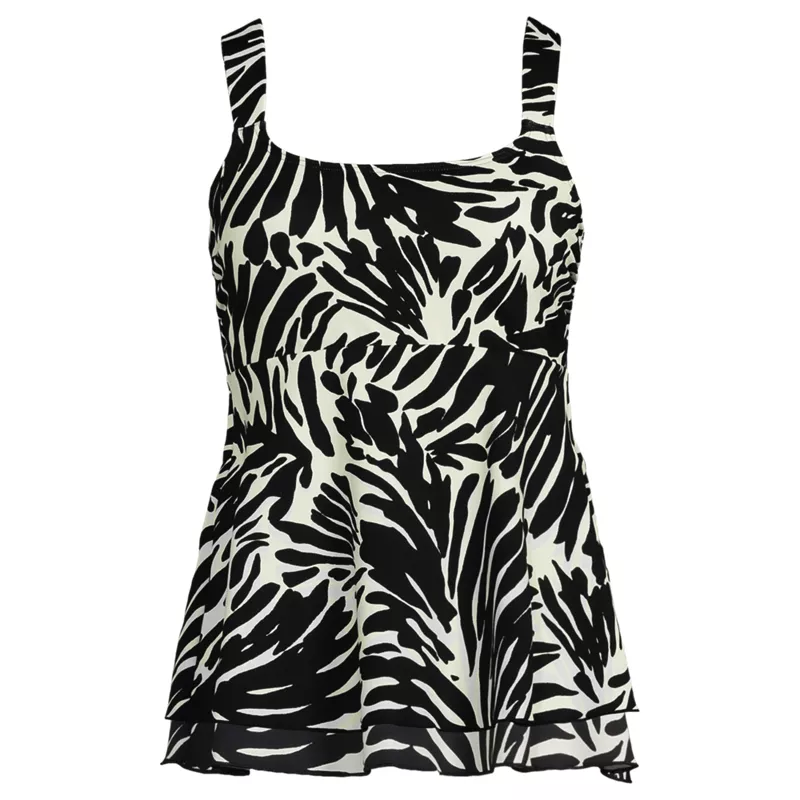 Women's D-Cup Adjustable Scoop Neck Flutter Tankini Top , Front