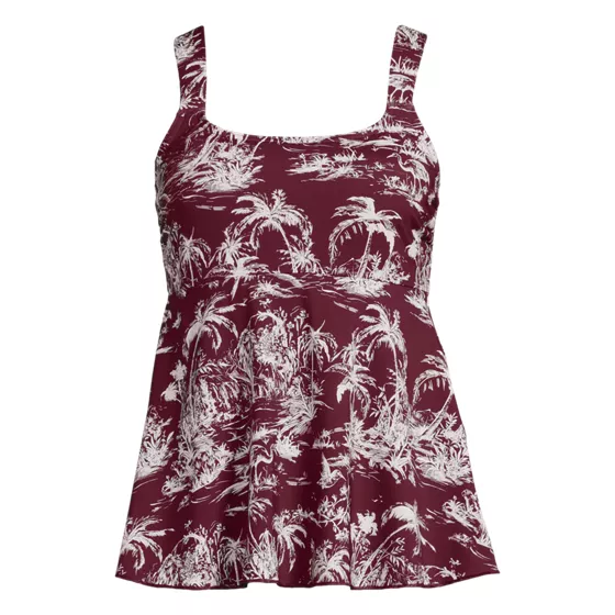 Women's Plus Size Adjustable Scoop Neck Flutter Tankini Top - primary