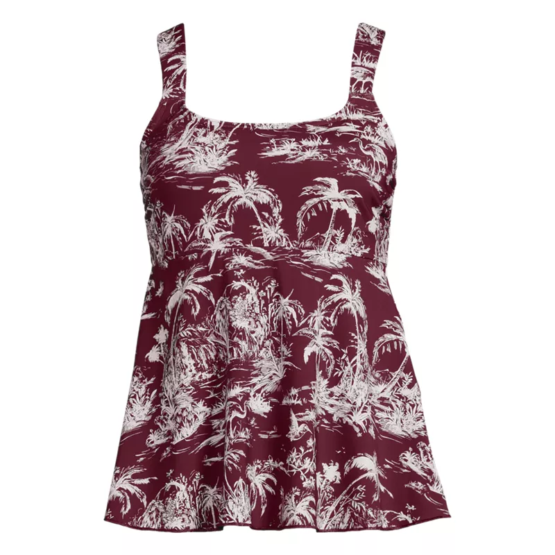 Women's Petite Adjustable Scoop Neck Flutter Tankini Top, Front
