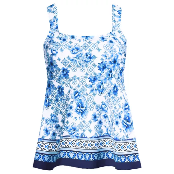 Women's Adjustable Scoop Neck Flutter Tankini Top - primary