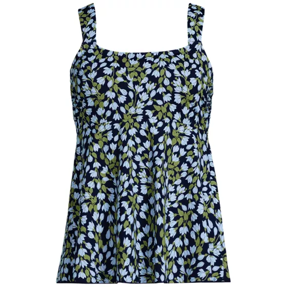 Women's Plus Size Adjustable Scoop Neck Flutter Tankini Top - primary