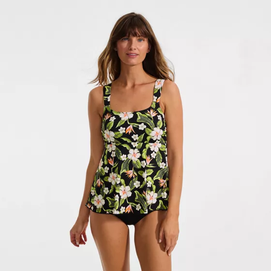 Women's Adjustable Scoop Neck Flutter Tankini Top - primary