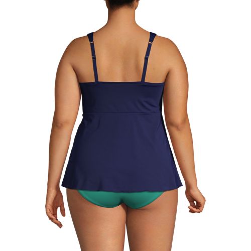 Women's Plus Size DD-Cup Keyhole High Neck Modest Tankini Top Swimsuit  Adjustable Straps Print
