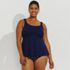 Women's Plus Size Adjustable Scoop Neck Flutter Tankini Top, Front