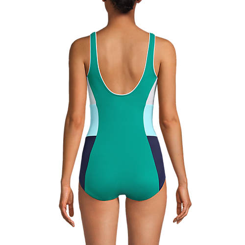 Women's Chlorine Resistant Scoop Neck Soft Cup Tugless Sporty One Piece Swimsuit - Secondary
