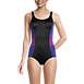 Women's Mastectomy Chlorine Resistant Scoop Neck Soft Cup Tugless Sporty One Piece Swimsuit, Front