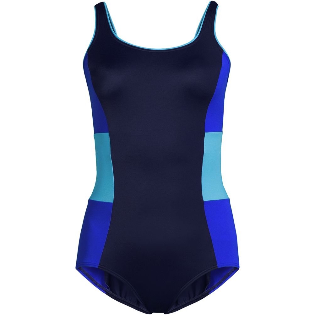 Women's Petite Tummy Control Chlorine Resistant Scoop Neck Soft Cup Tugless  One Piece Swimsuit - Lands' End - Blue - 18 - Yahoo Shopping