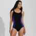Women's Scoop Neck Tugless Sporty One Piece Swimsuit, Front