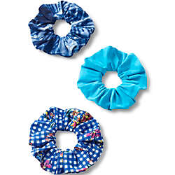 Women's and Girls Upcycled Nylon Hair Scrunchie 3 Pack, Front