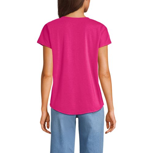 Lands' End Shirt Aus Baumwolle/modal-mix Mit Ballett-ausschnitt, Damen, Größe:32-34 Regular, Pink, Baumwolle Modal, By Lands' End 