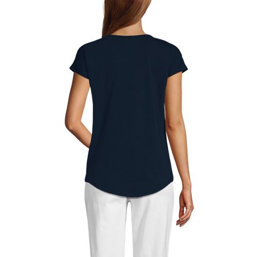  Lands' End Shirt Aus Baumwolle/modal-mix Mit Ballett-ausschnitt, Damen, Größe:36-38 Regular, Blau, Baumwolle Modal, By Lands' End 