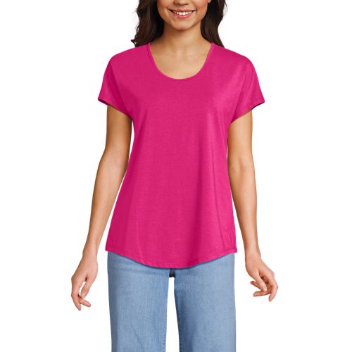  Lands' End Shirt Aus Baumwolle/modal-mix Mit Ballett-ausschnitt, Damen, Größe:32-34 Regular, Pink, Baumwolle Modal, By Lands' End 