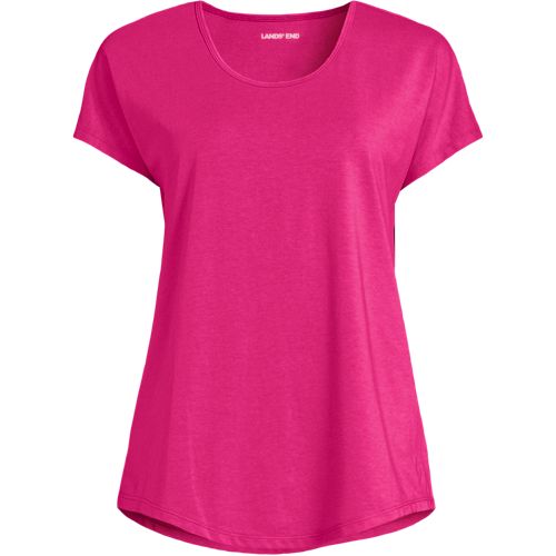 Cotton Modal Stretch Jersey T-shirt, Women, size: XS, regular, Pink, Cotton Modal, by Lands' End