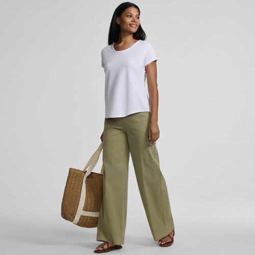 Cotton Modal Stretch Jersey T-shirt, Women, size: M, regular, White, Cotton Modal, by Lands' End