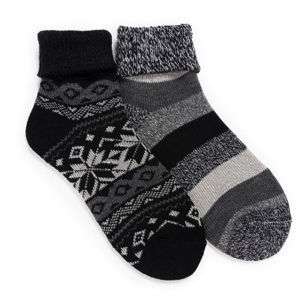 Men's 1-Pair Heat Retainer Thermal Insulated Socks Grey/Black – MUK LUKS