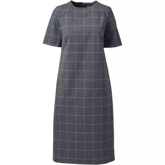 Women's Short Sleeve Windowpane Dress - primary