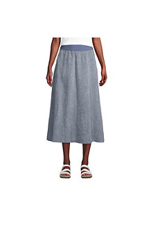 Women's Pure Linen Pull On Midi Skirt 