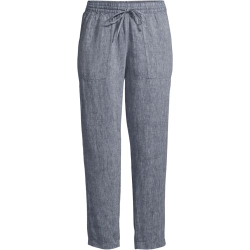 Indigo Linen Cropped Trouser