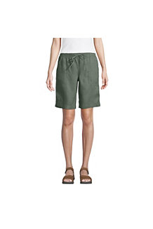 Women's High Waisted Pure Linen Pull On Bermuda Shorts