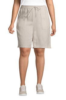 Women's High Waisted Pure Linen Pull On Bermuda Shorts