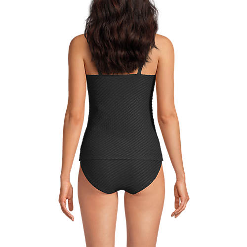 Women's Texture Chlorine Resistant Square Neck Underwire Tankini Top Swimsuit - Secondary