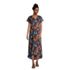 Women's Crinkle Knit Short Sleeve High Low Midi Dress, Front