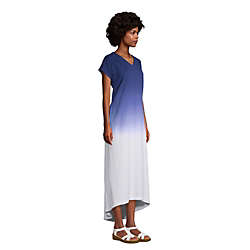 Women's Crinkle Knit Short Sleeve High Low Midi Dress, alternative image