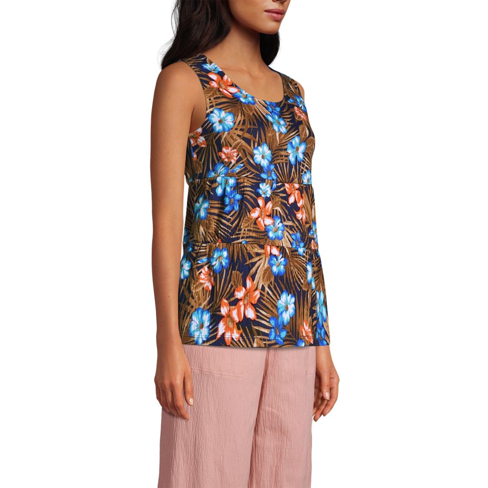 Women's Crinkle Knit Tiered Tank Top | Lands' End