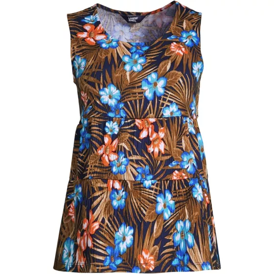 Women's Crinkle Knit Tiered Tank Top - primary