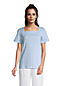 Women's Crinkle Knit Cotton Short Sleeve Square Neck Tunic Top