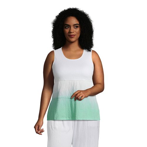 Women's Plus Size 2x2 Rib Henley Tank Top