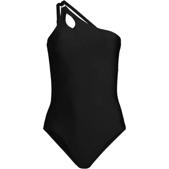 Women's Chlorine Resistant Tummy Control One Shoulder One Piece Swimsuit Adjustable Strap - primary