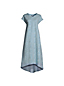 Women's Petite Pure Linen Short Sleeve High Low Midi Dress