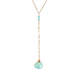 JK Designs Jewelry Y Drop Gemstone 14K Gold Filled Necklace, Front