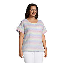 Women's Plus Size Linen Short Sleeve T-Shirt Top, alternative image