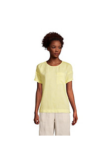 Women's Pure Linen Short Sleeve Pocket T-Shirt 