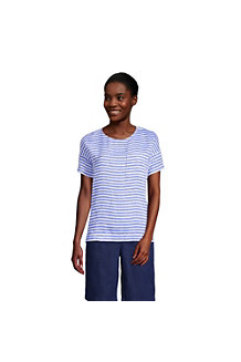 Women's Pure Linen Short Sleeve Pocket T-Shirt 