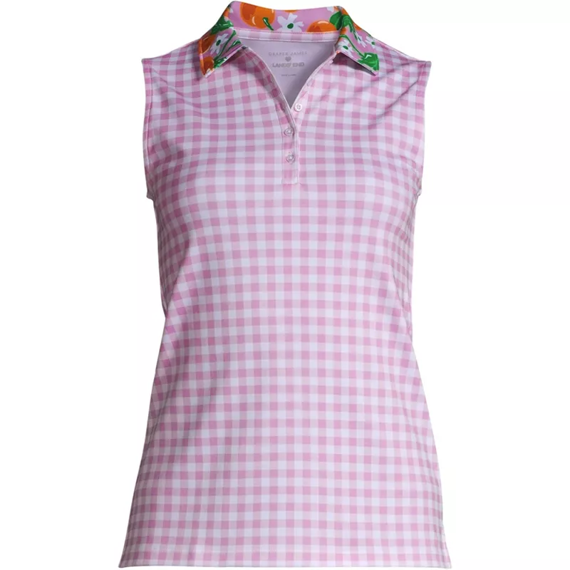 Draper James x Lands' End Women's Plus Size Sleeveless Supima Polo Shirt, Front