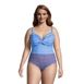 Draper James x Lands' End Women's Plus Size Tummy Control Chlorine Resistant Wrap One Piece Swimsuit, Front