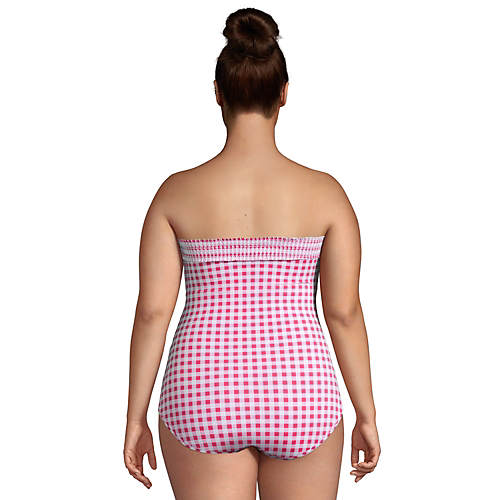 Draper James x Lands' End Women's Plus Size Chlorine Resistant Bandeau One Piece Swimsuit - Secondary