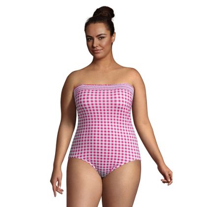 Draper James x Lands' End Women's Plus Size Chlorine Resistant Bandeau One Piece Swimsuit - image 2