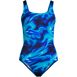 Women's Plus Size Chlorine Resistant Scoop Neck High Leg Soft Cup Tugless Sporty One Piece Swimsuit, Front