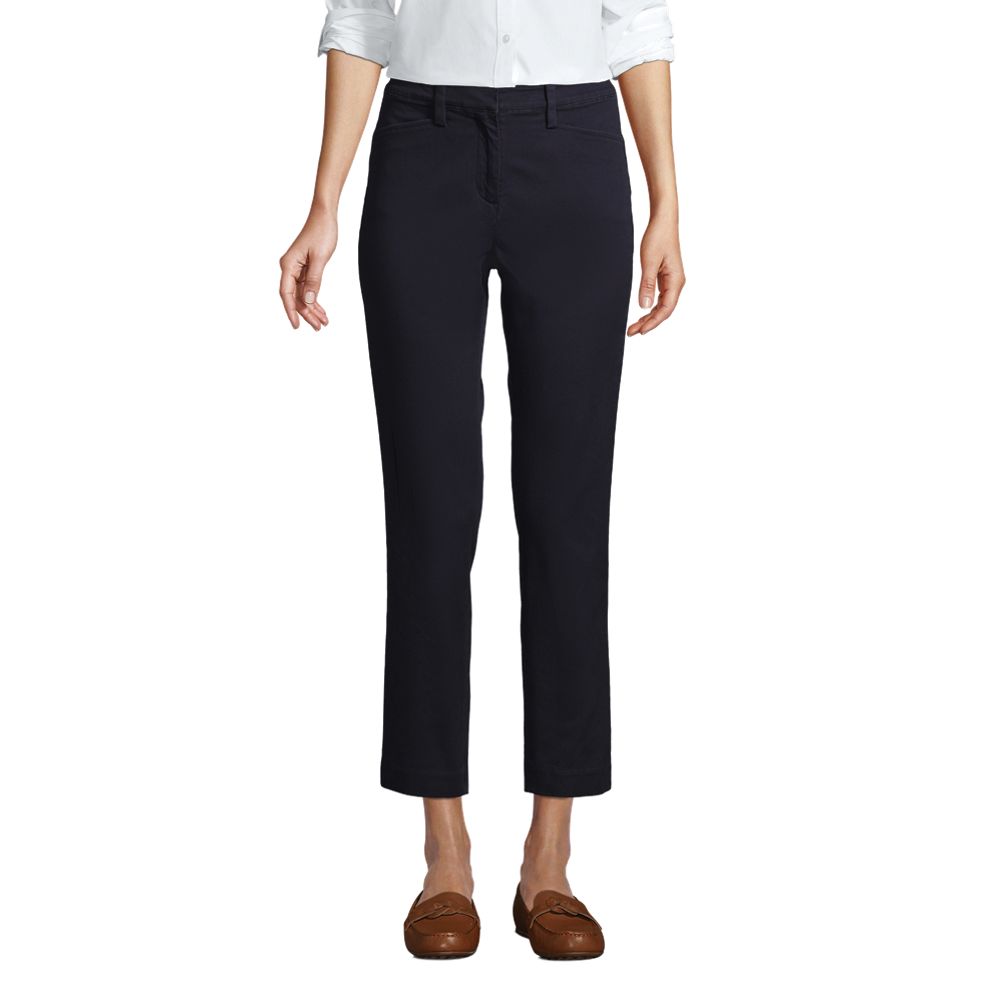 Lands' End School Uniform Women's Tall Mid Rise Pull On Chino Crop