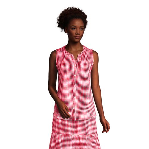 Women's Knit Crinkle Knit Button Front Tank - image 2