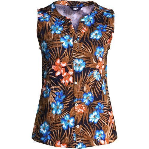 Women's Knit Crinkle Knit Button Front Tank - image 3