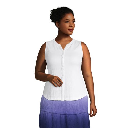 Women's Plus Size 2x2 Rib Henley Tank Top